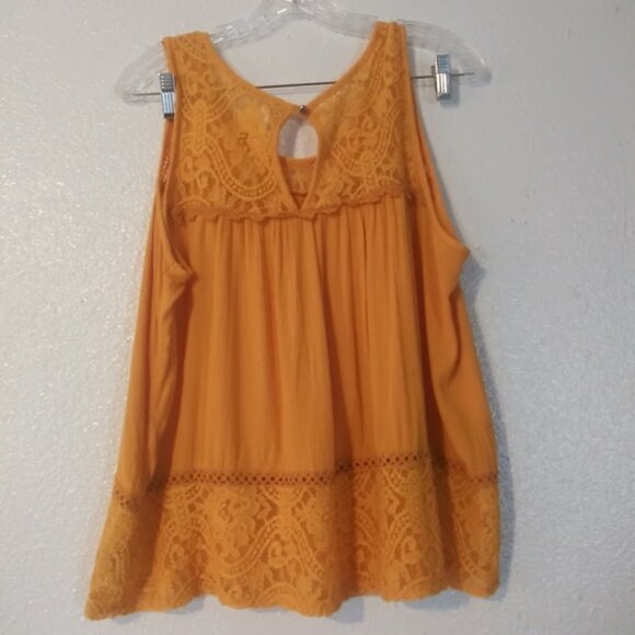 Xhilaration women's size XXL yellow lace blouse - Picture 5 of 14